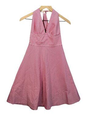 Trina Turk Pink and White Seersucker Halter Dress size 6